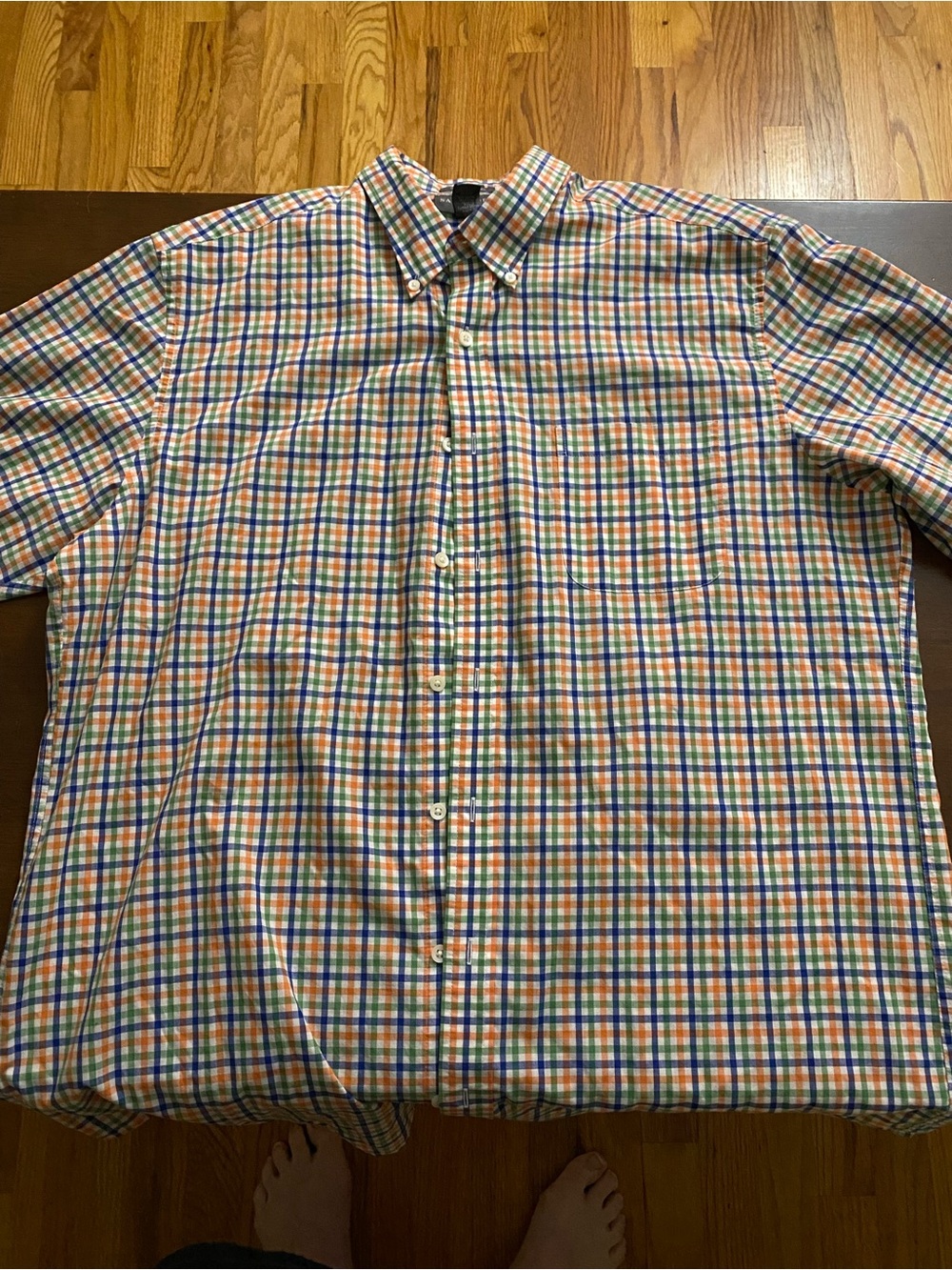 Saddlebred Men's Orange, Blue & Green Plaid Button-Down Shirt